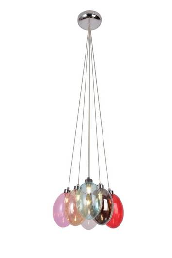 Hanging lamp with colorful glass balloons 6x10W Lukka Ledea 50106168