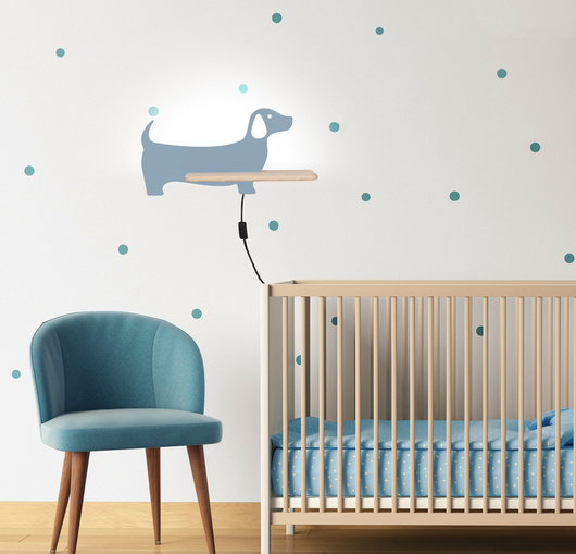 LED shelf wall lamp blue dog with cable Dog 21-02983