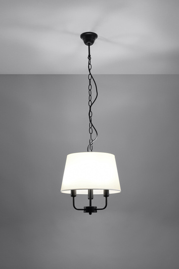 Pasteri hanging lamp black matt 3x40w e14 beige lampshade 31-01351