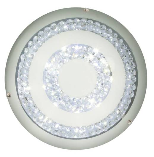 Round white glass ceiling lamp with LED crystals 16W Monza Candellux 14-75246