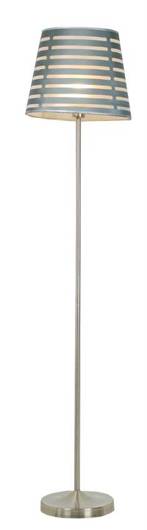 Satin floor lamp with gray striped lampshade Segin Candellux 51-19007