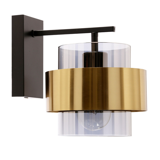 Spiega wall lamp black brass e27 with a colorless lampshade