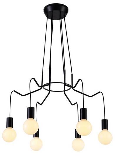 Suspension ceiling lamp black matt luminaire 6x40W Basso Candellux 36-71033