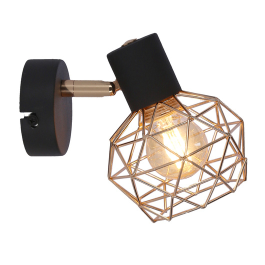 Wall lamp black single lampshade copper Acrobat 91-22240