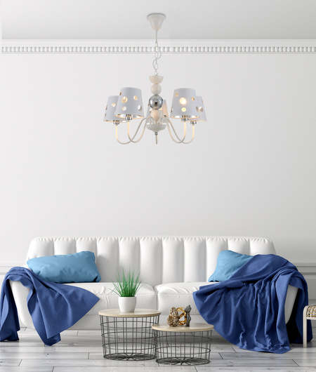 White chandelier hanging lamp 5xE14 Batley Ledea 50205110