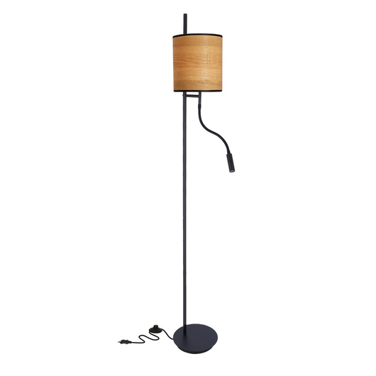 Zeta floor lamp black 1x40w e27+3w led Walnut lampshade 51-25395