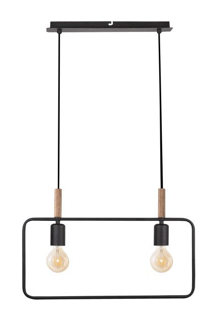 Lampe suspendue noire hauteur réglable 2x60W E27 Frame 32-73518