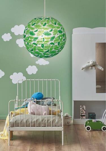 Abat-jour en papier vert avec boule de feuilles 35cm Cocoon Candellux 70-94011