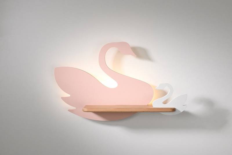 Applique LED 5W pour enfant cygne rose et blanc Étagère cygne Candellux kids 21-75598