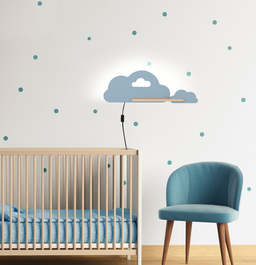 Applique LED 5W pour enfant nuage bleu avec étagère Cloud 21-75710