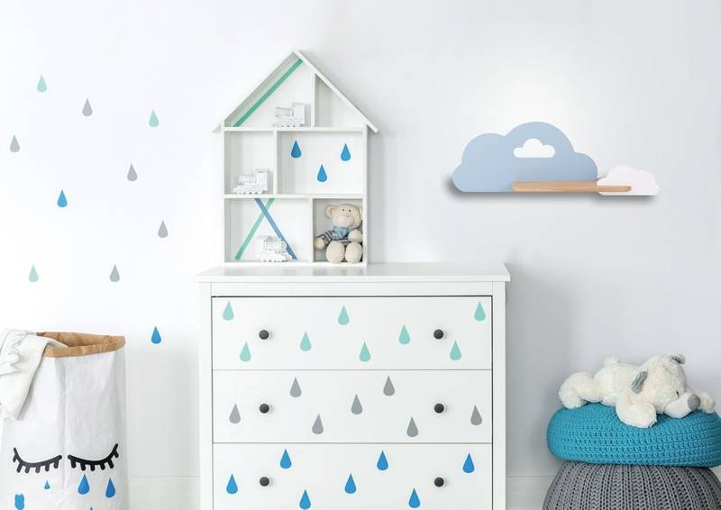 Applique LED 5W pour enfant nuage bleu et blanc avec étagère Cloud 21-33567