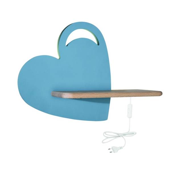 Applique murale LED 5W lampe pour enfants étagère coeur bleu Coeur Candellux 21-84576