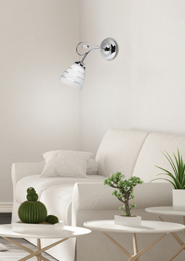 Applique murale chrome avec abat-jour cristal blanc Simpli Candellux 21-64288