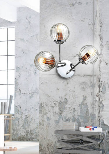 Applique murale triple chrome avec abat-jour en verre Best Candellux 23-67258