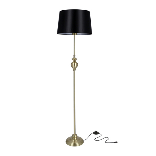 Lampadaire Prima gold satin doré E27 noir 51-09258