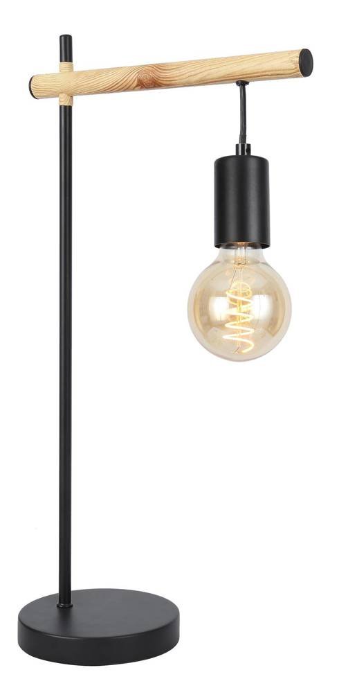 Lampe de bureau noir + bois Izzy 41-80042