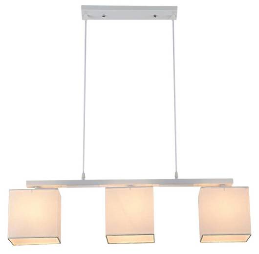 Lampe suspendue blanche + abat-jour tissé beige 3x40W Boho Candellux 33-58362