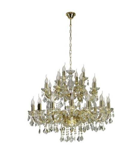 Lustre en cristal doré 28xE14 Maria Teresa Candellux 30-94622