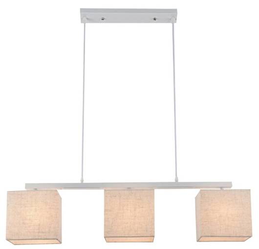 Suspension blanche avec abat-jour en lin 3x40W E27 Boho Candellux 33-58355