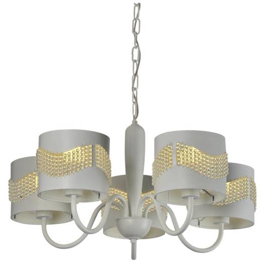 Suspension blanche avec perles lustre 5xE27 Antonio Candellux 35-23001