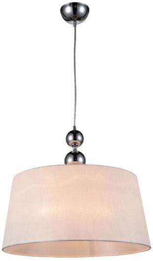 Suspension chromée avec abat-jour en tissu blanc Clara Candellux 31-21601