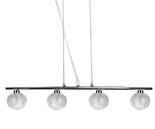 Suspension chromée avec un abat-jour en verre tressé 4x40W Sphère Candellux 34-14047