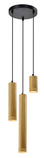 Suspension noir/plaque en bois 3x25W Tubo 33-79121