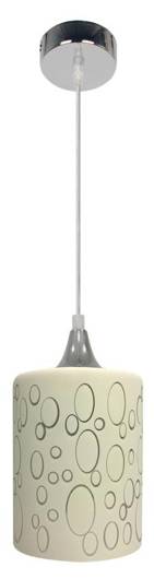 Chrom-Pendelleuchte + cremefarbener Glasschirm E27 Sand Candellux 31-57754