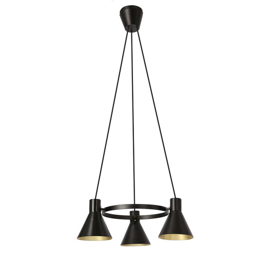 Hängelampe schwarz und gold matt Decke 3x40W Mehr Candellux 33-71156