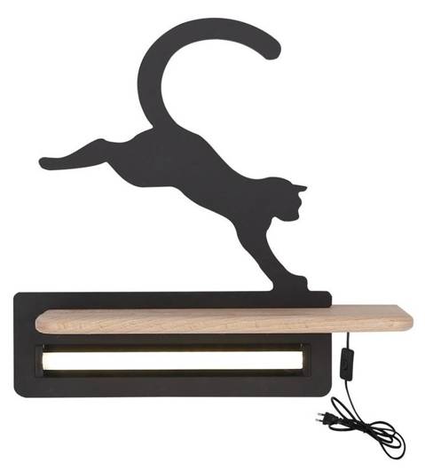 Lampe Wandleuchte LED Regal 5W Cat Kids schwarz Candellux 21-84439