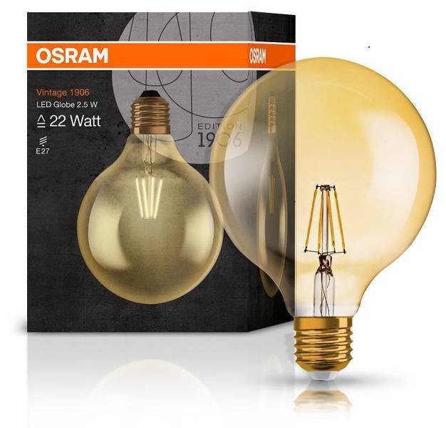 Żarówka LED E27 2,5W 220LM 2400K VINTAGE GLOBE125 22 OSRAM