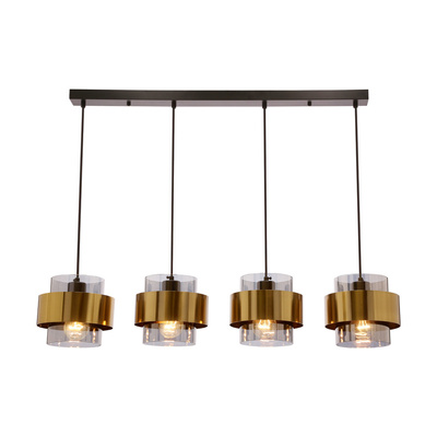 Spie suspension laiton noir e27 abat-jour incolore