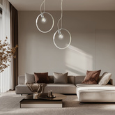 Lampa wisząca SKIROS srebrny ring – minimalistyczne oświetlenie LED 4000K z E27