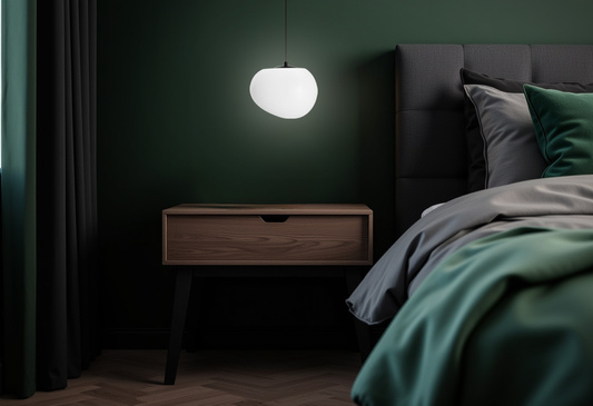 Pendant lamp STONES 25 cm in Japandi style with white acrylic stone inspired shade minimalist ceiling lighting for living room E27