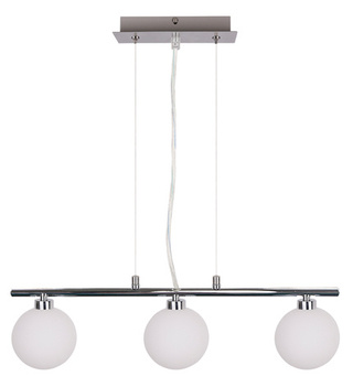 Suspension chrome / boule blanche 3 RAISA 33-01382