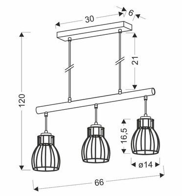 Hanging lamp black 3x60W Bernita 33-78087