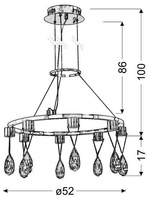 Suspension LED cristaux chromés Prisma 38-26064