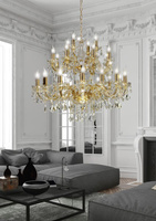 Lustre en cristal doré 28xE14 Maria Teresa Candellux 30-94622