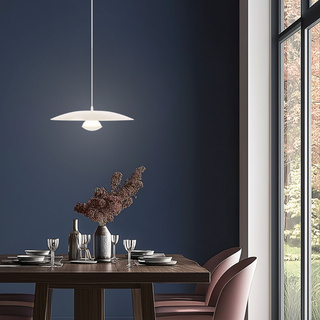 Pendant lamp LUND 34 cm minimalist white plate shade Scandinavian lamp over table LED