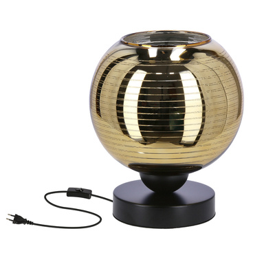 Lampa de masa Trio neagra e27 cu abajur auriu 41-11978
