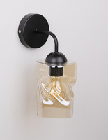 Wall lamp black with amber glass shade Felis 21-00163