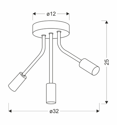 Lampa sufitowa czarno-złota 3x40W E14 Tiara 33-78032