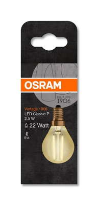 Żarówka led E14 2,5W 220lm 2400k vintage P22 Osram