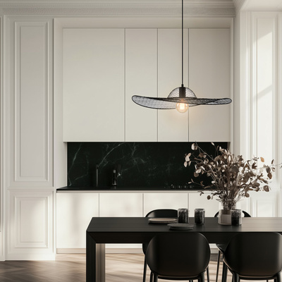 Lampa wisząca DECO designerska – czarny klosz kapelusz – nowoczesne oświetlenie salonu i sypialni E27