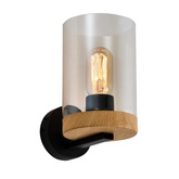 Aplic Wels 1X40 negru+abajur lemn afumat 21-21953