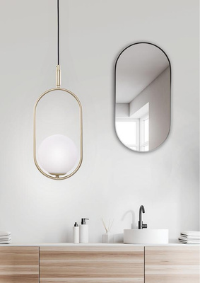 Lampa wisząca CORDEL elegancka - złoty mosiądz z białym kloszem kulką - nowoczesne oświetlenie sufitowe salonu i łazienki 1x G9 LED