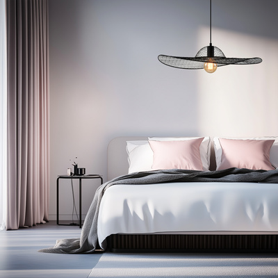 Lampa wisząca DECO designerska – czarny klosz kapelusz – nowoczesne oświetlenie salonu i sypialni E27
