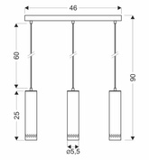 Lampa wisząca tuba Tubo czarna drewniana potrójna regulowana wysokość GU10