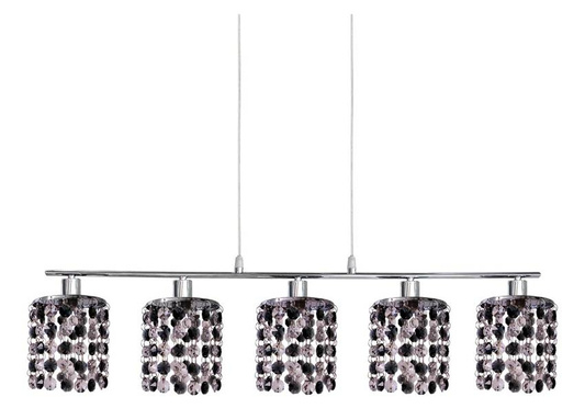 Hängelampe Chrom mit schwarzen und weißen Kristallen 5x40W Royal Candellux 35-35724