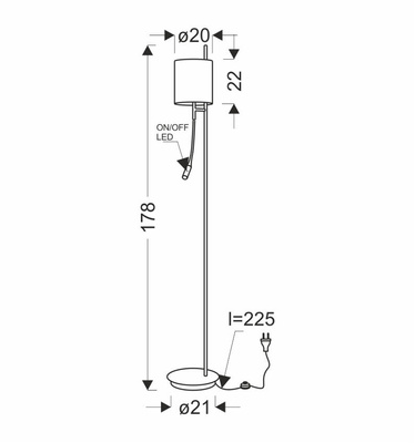 Bendi floor lamp black 1x40w e27+3w led Green lampshade 51-25265